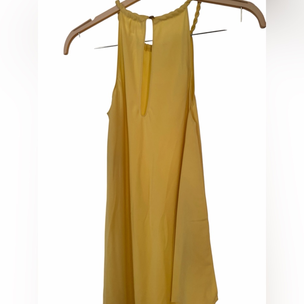 NWT Rachel Roy Asymmetric Trapeze Sunflower Yellow Halter Dress Feminine Dainty - Picture 3 of 7